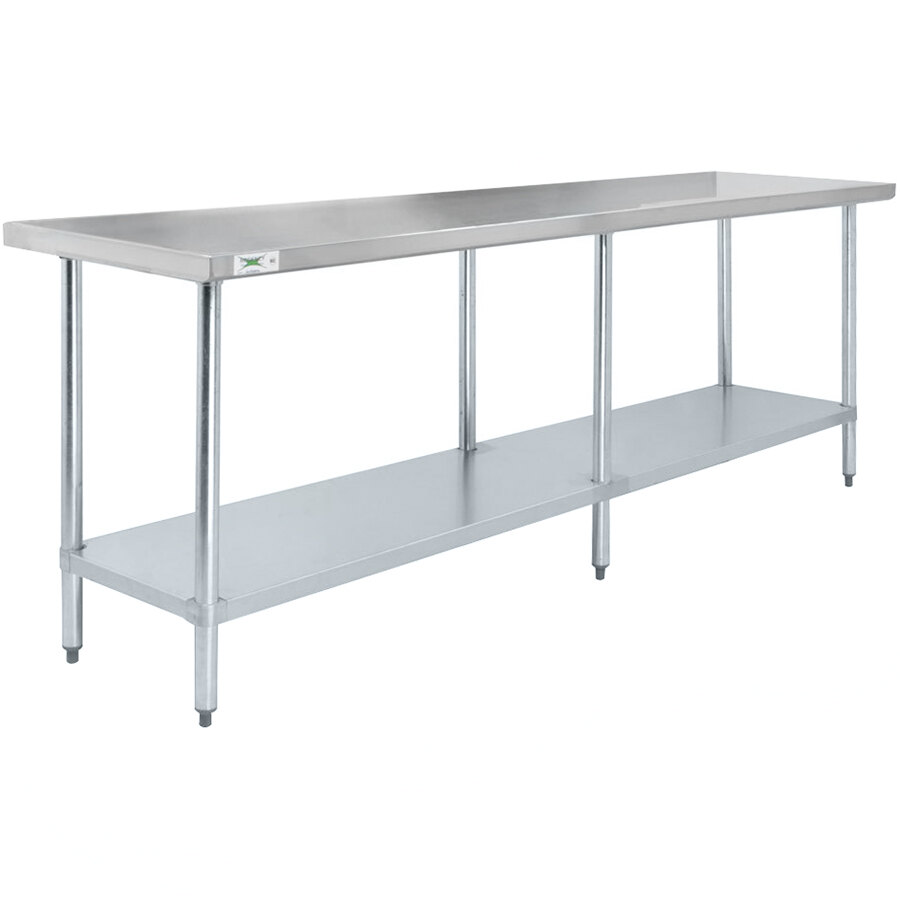 Regency 24 inch x 96 inch 18-Gauge 304 Stainless Steel Commercial Work Table with Galvanized Legs and Undershelf