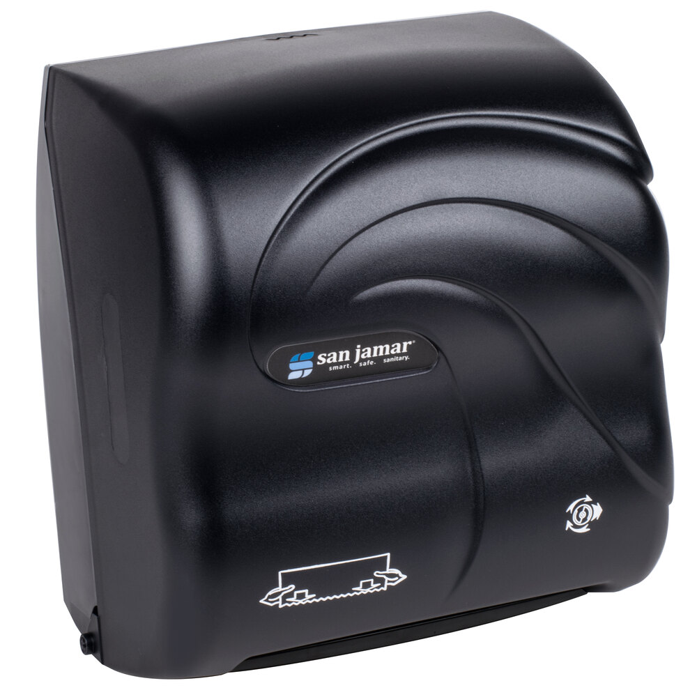 San Jamar T7590TBK Simplicity Oceans Compact Mechanical Hands Free Paper Towel Dispenser Black