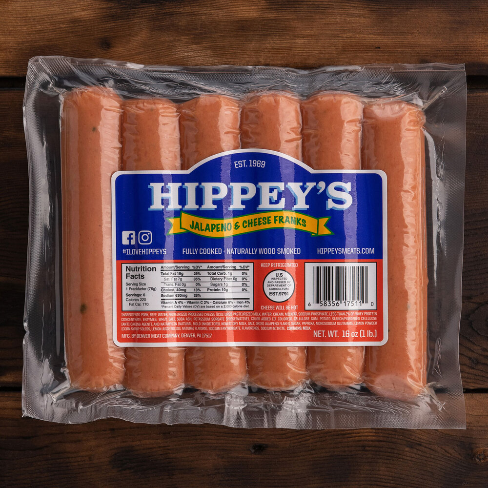 Hippey's 6/1 Jalapeno Cheese Franks 72/Case