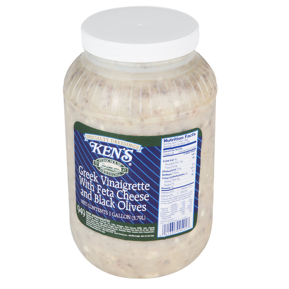 Ken's Foods 1 Gallon Greek Vinaigrette with Feta Cheese and Black