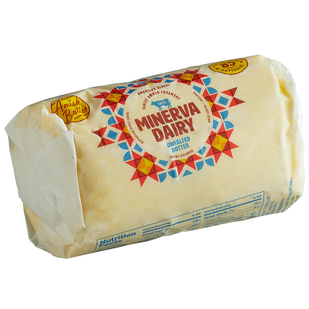 Minerva Dairy 2 lb. Unsalted Authentic Amish Roll Butter 6/Case