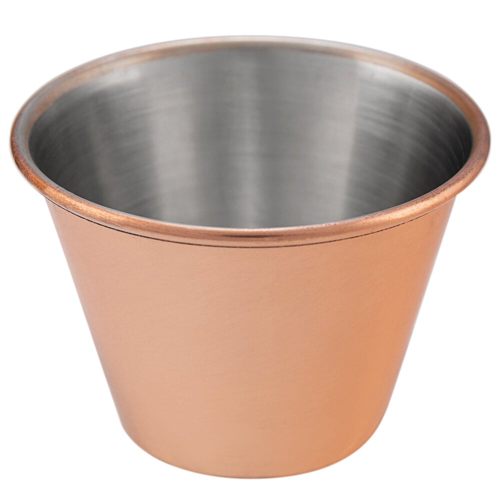 Choice 2.5 oz. Smooth CopperPlated Stainless Steel Round Sauce Cup