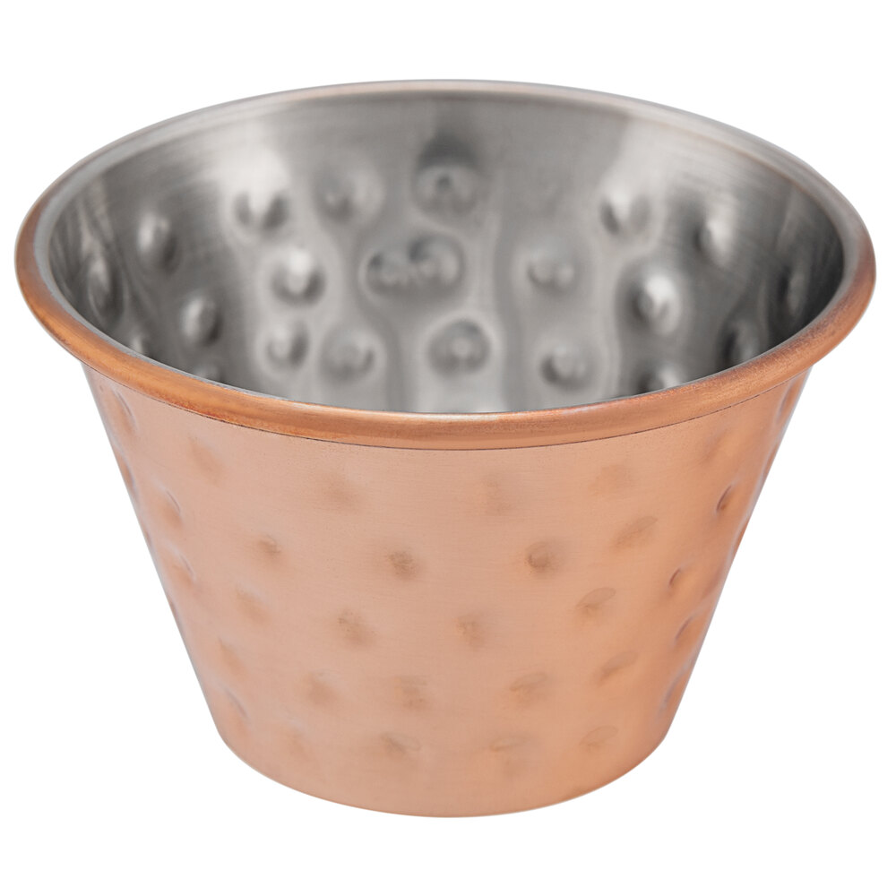 Choice 4 oz. Hammered CopperPlated Stainless Steel Round Sauce Cup