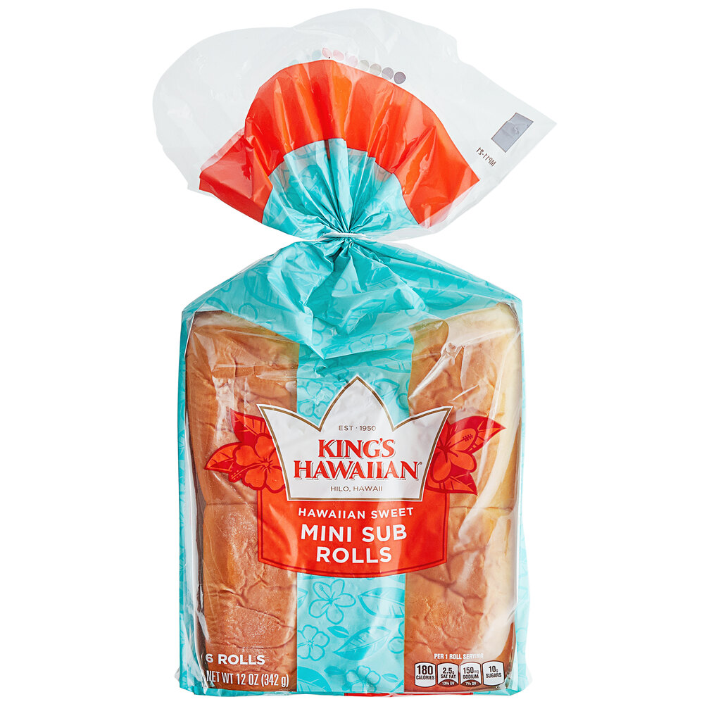 King's Hawaiian Original Hawaiian Mini Sub Rolls 6Pack 12/Case