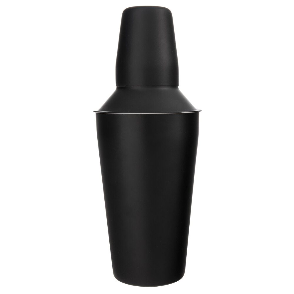 Choice 16 oz. Matte Black 3Piece Cobbler Cocktail Shaker