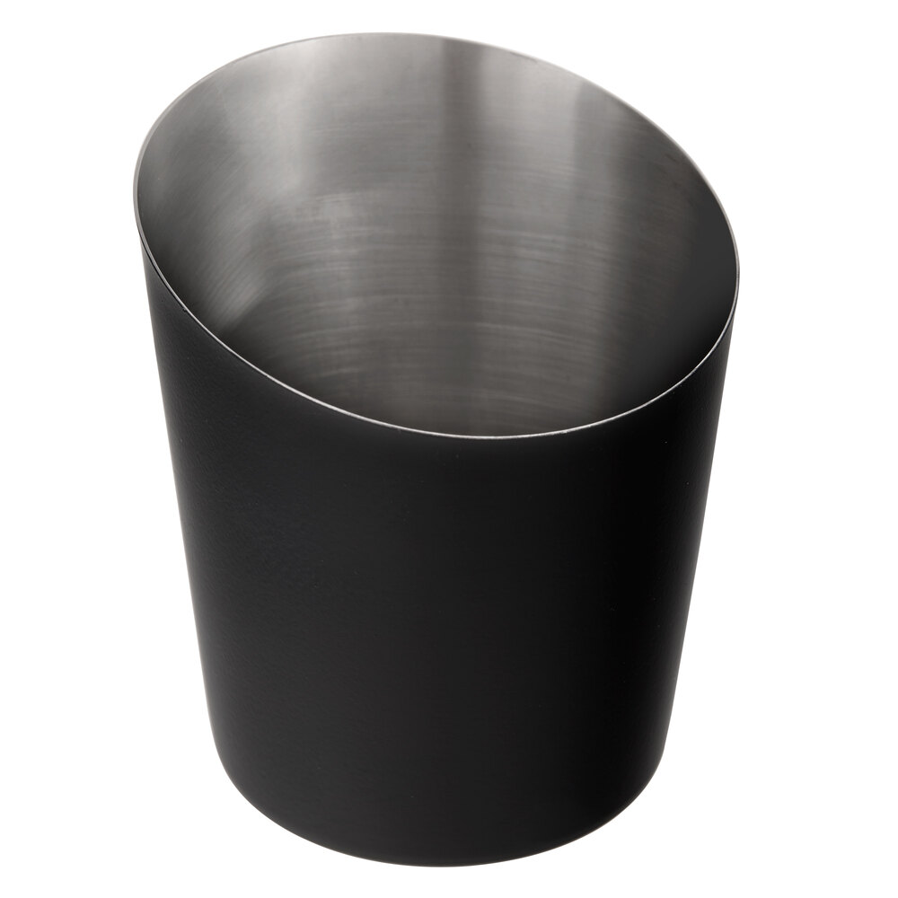 Choice 12 oz. Matte Black Stainless Steel Appetizer / French Fry Holder with Angled Top