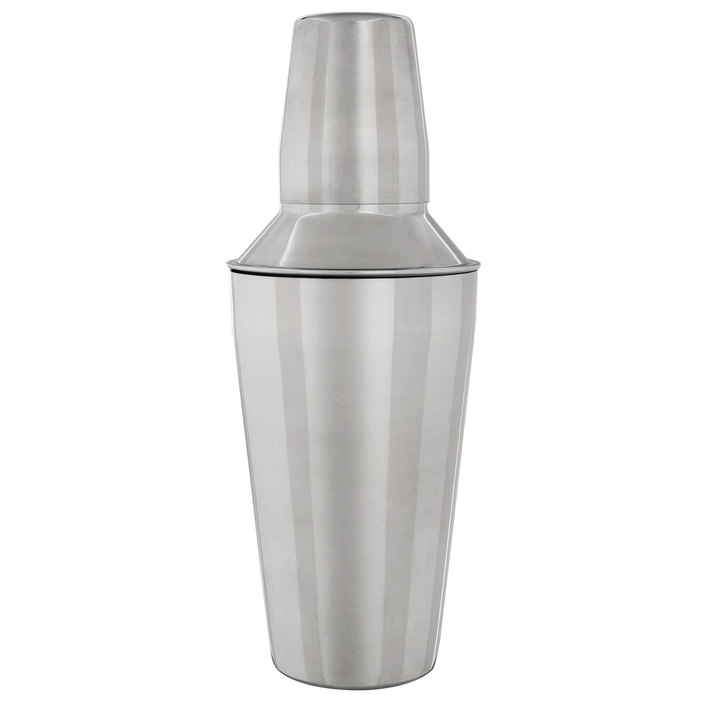Choice 16 oz. Stainless Steel 3Piece Cobbler Cocktail Shaker