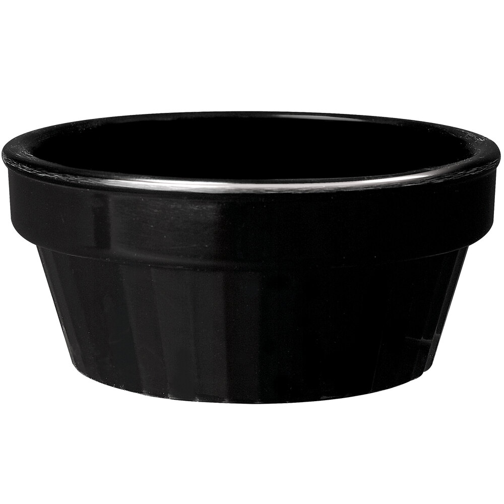 GET R3BK 3 oz. Black Fluted Melamine Ramekin 48/Case
