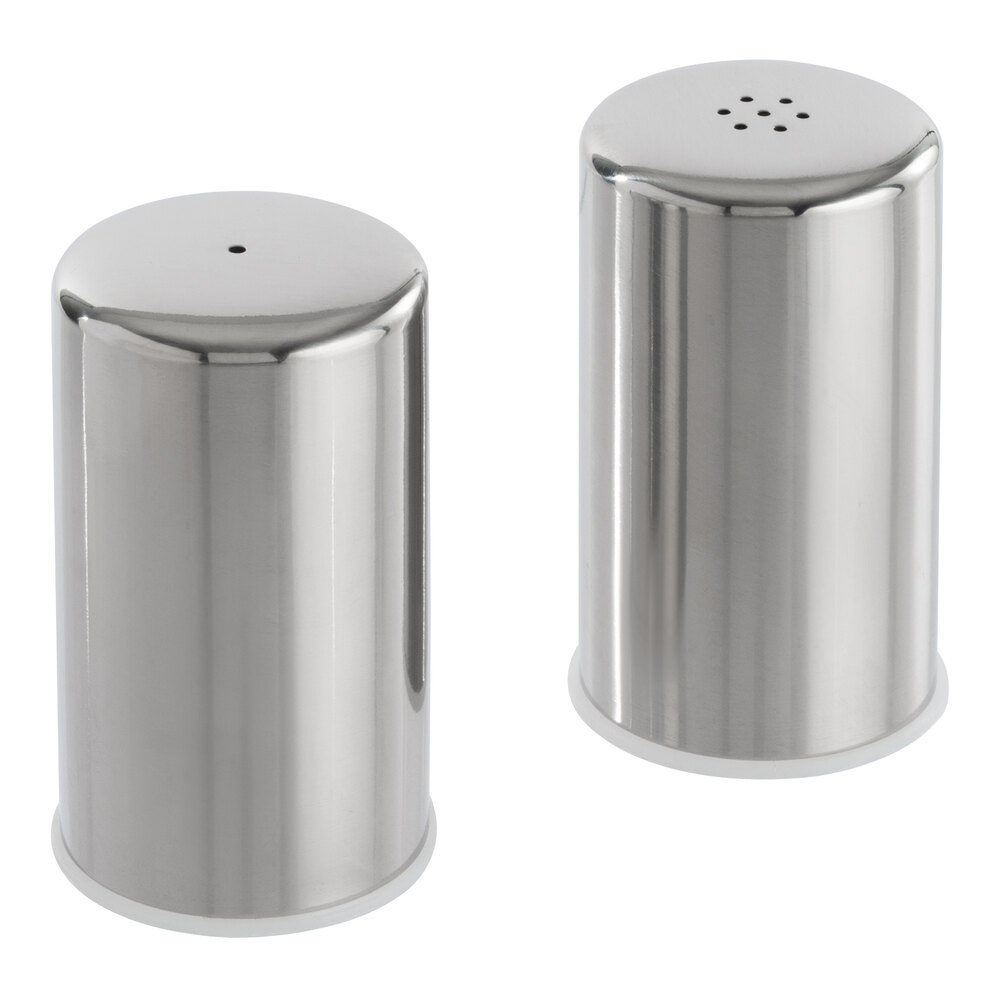 American Metalcraft SSP2 2 oz. Brushed Stainless Steel Salt and Pepper