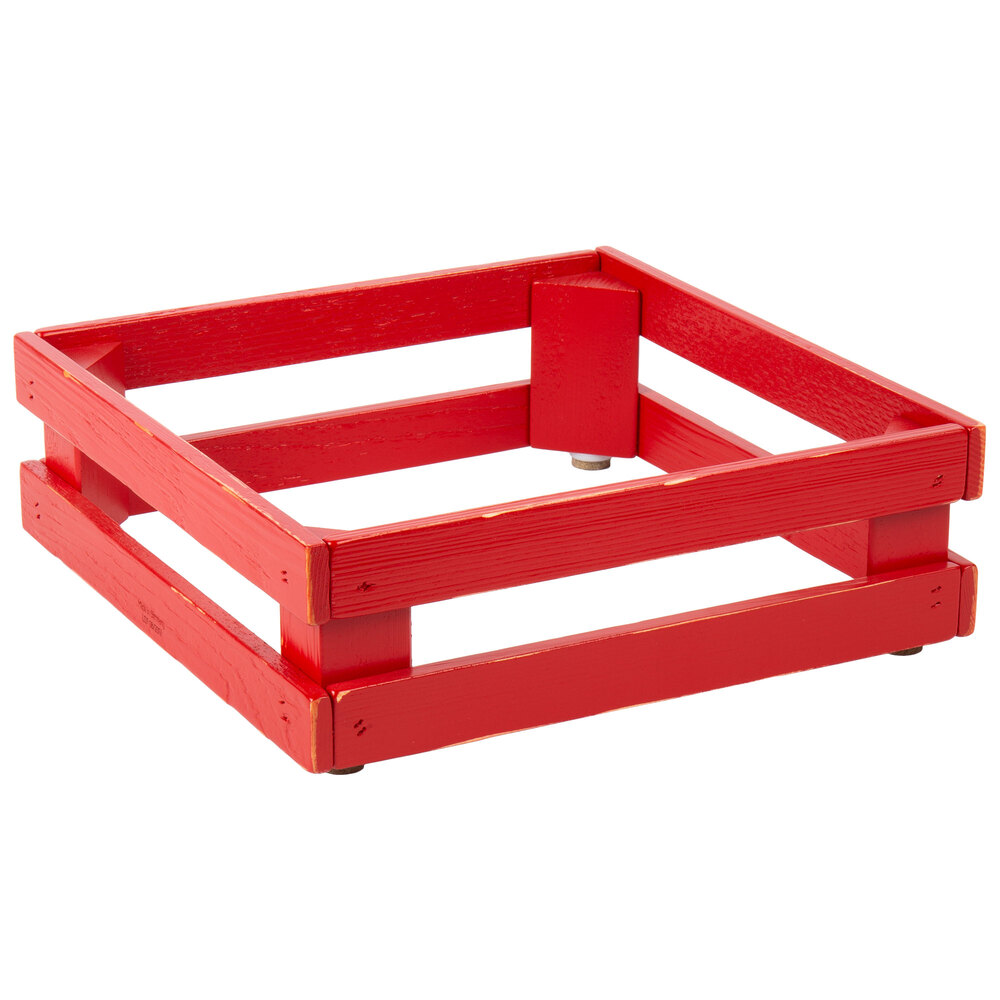 Frilich 5ST071 13" x 13" x 4 1/8" Square Vintage Red Wood Display Frame