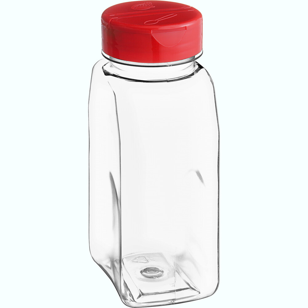 53/485 16 oz. Round Plastic Spice Container and Red