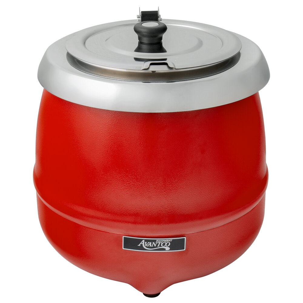 Avantco S30RD 11 Qt. Round Red Countertop Food / Soup Kettle Warmer