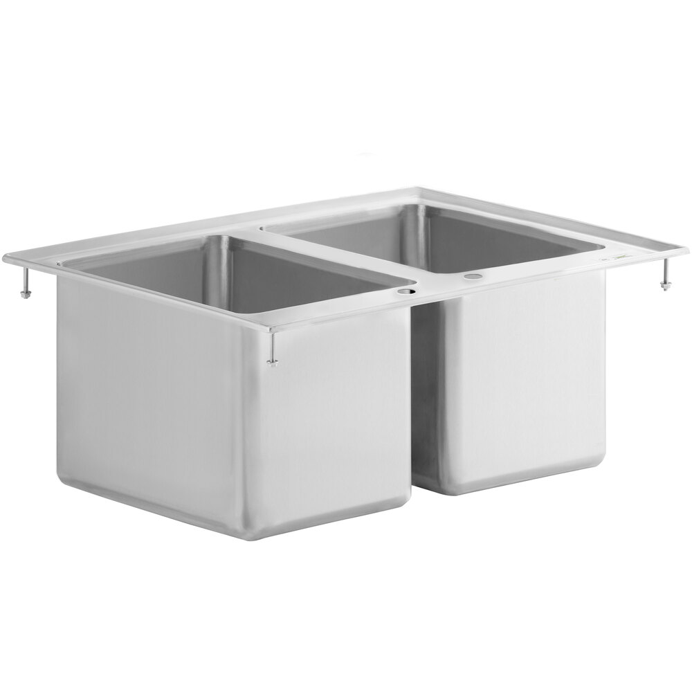 10" x 14" x 10" 16Gauge Stainless Steel Two Compartment DropIn Sink
