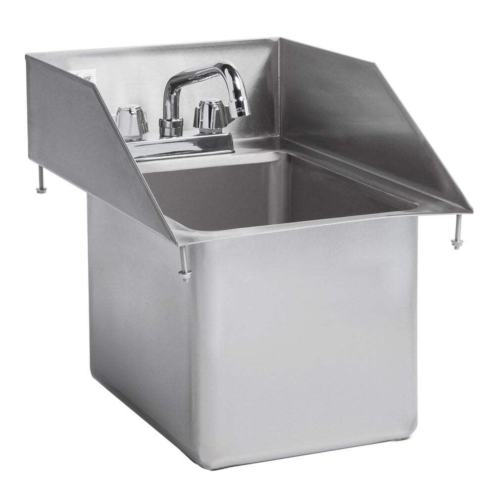 Regency 10 inch x 14 inch x 10 inch 16-Gauge Stainless Steel One Compartment Drop-In Sink with Side Splashes