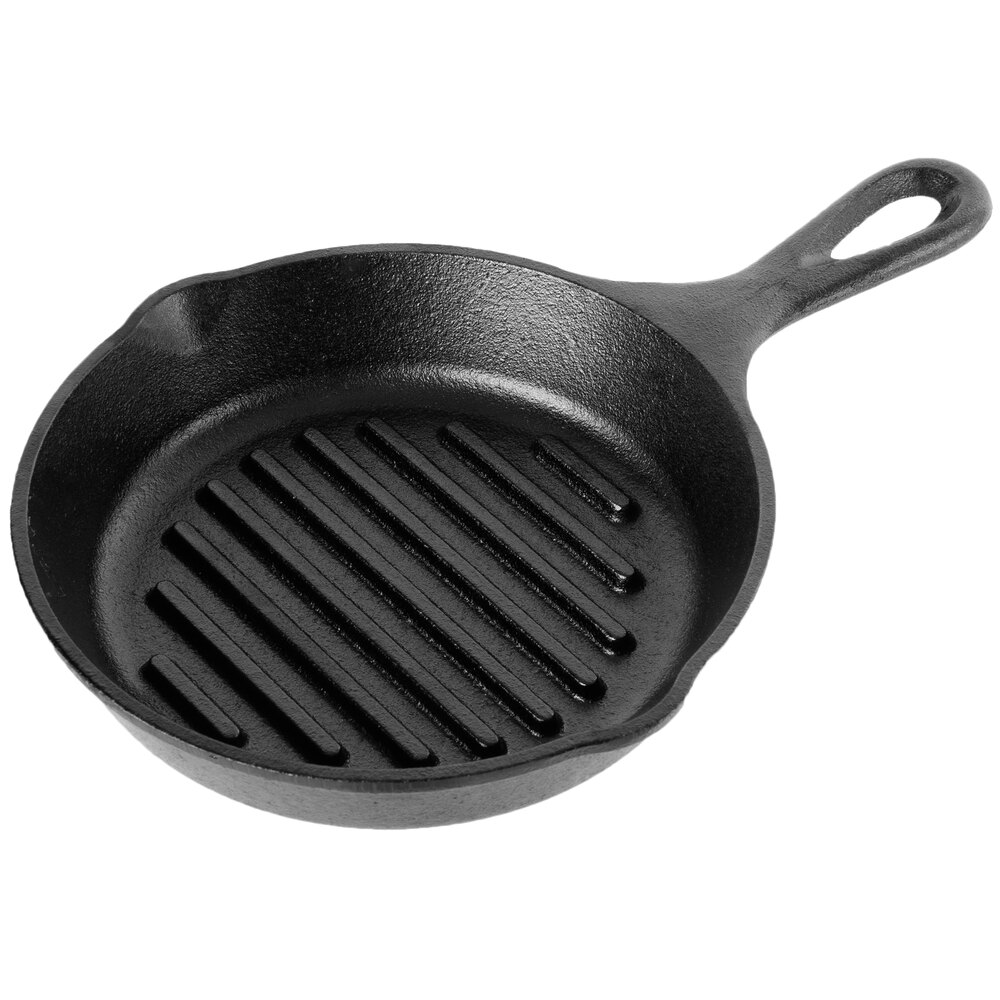 Lodge 6 1/2 Pre-Seasoned Mini Cast Iron Skillet with Walnut Wood  Underliner and Black Silicone Handle Holder