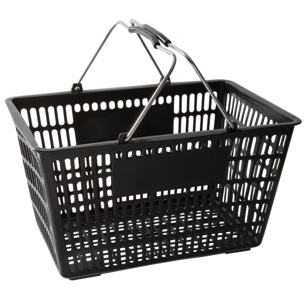 Recycled Plastic Double Handle Black Shopping Basket 22Ltr
