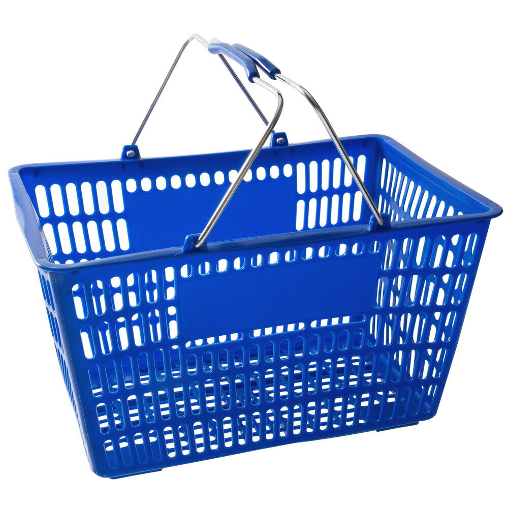 Regency Blue 18 11/16 inch x 12 3/8 inch Plastic Grocery Market Shopping Basket
