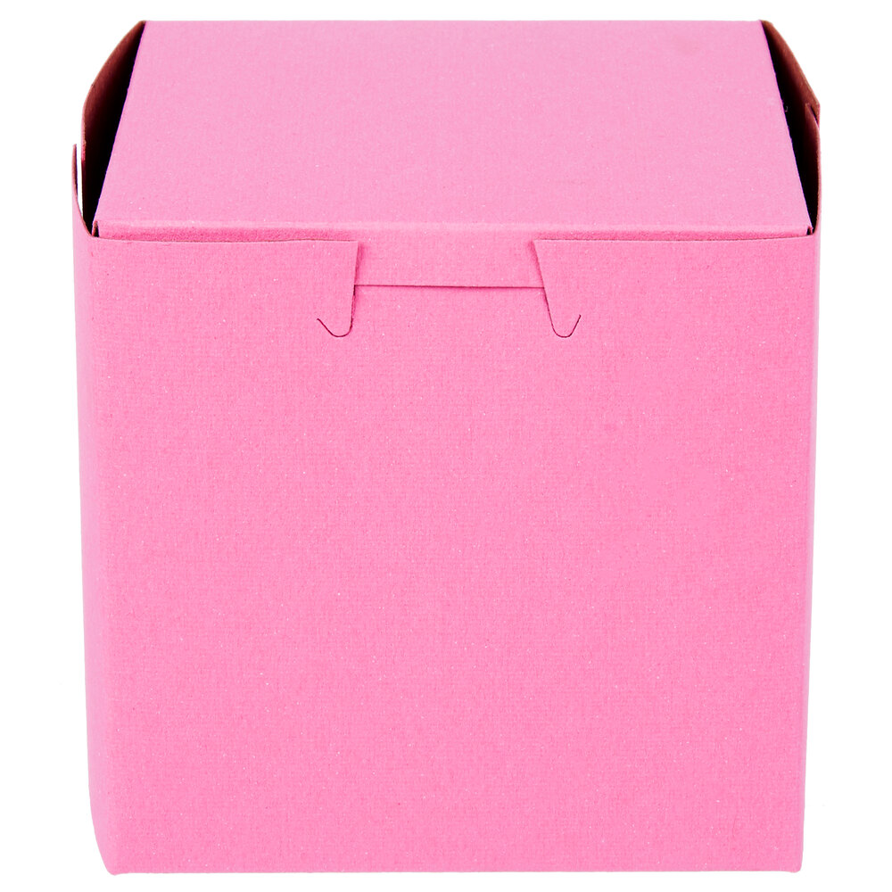 24 count Individual Single Cupcake Boxes With Insert Holders With Black and Gold Foil Stickers 4 1/2 x 3 x 4 1/2 Pink Cupcake Boxes with Sticker Labels Pink