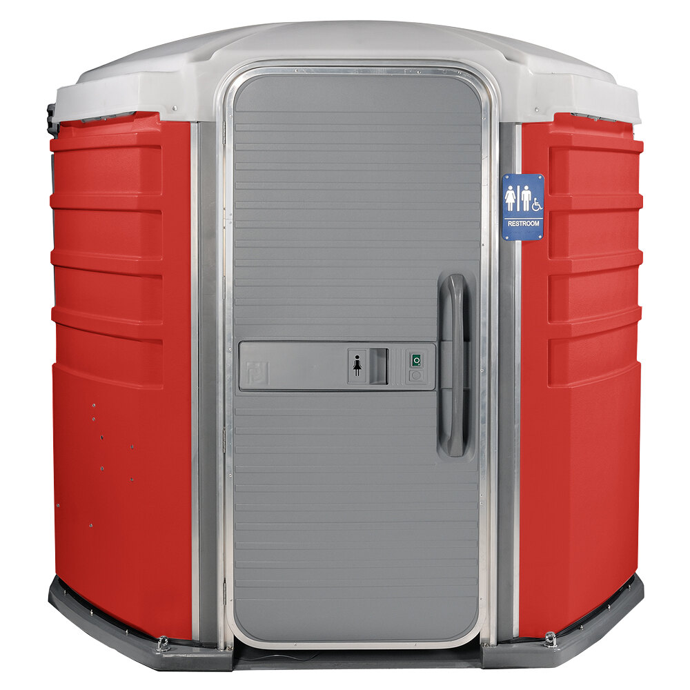 PolyJohn SA11013 We'll Care III Red Wheelchair Accessible Portable Restroom Assembled
