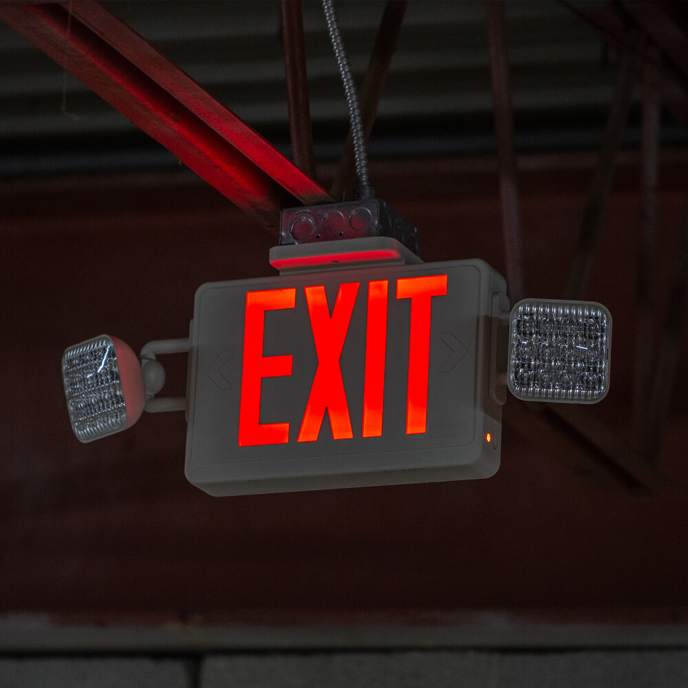 Remote Capable Red LED Exit Sign / Emergency Light Combo with