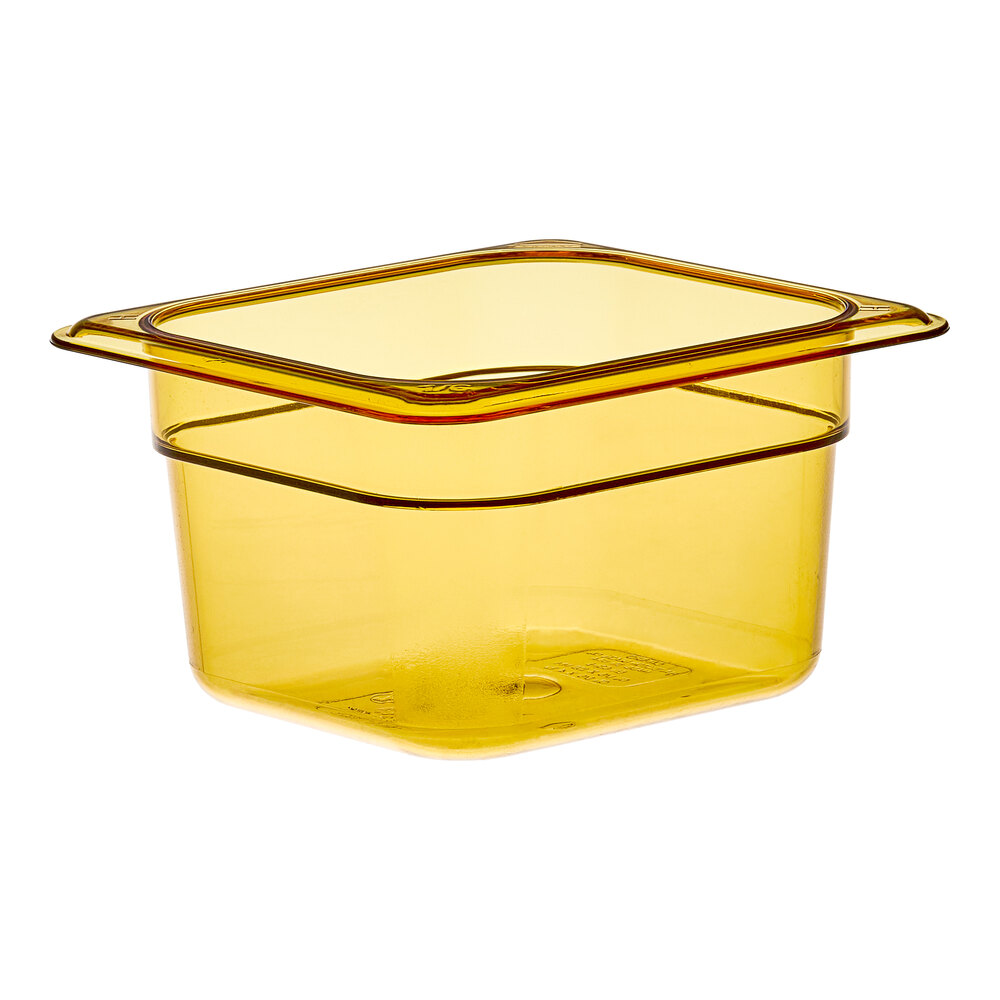 Cambro 64HP150 H-Pan™ 1/6 Size Amber High Heat Plastic Food Pan