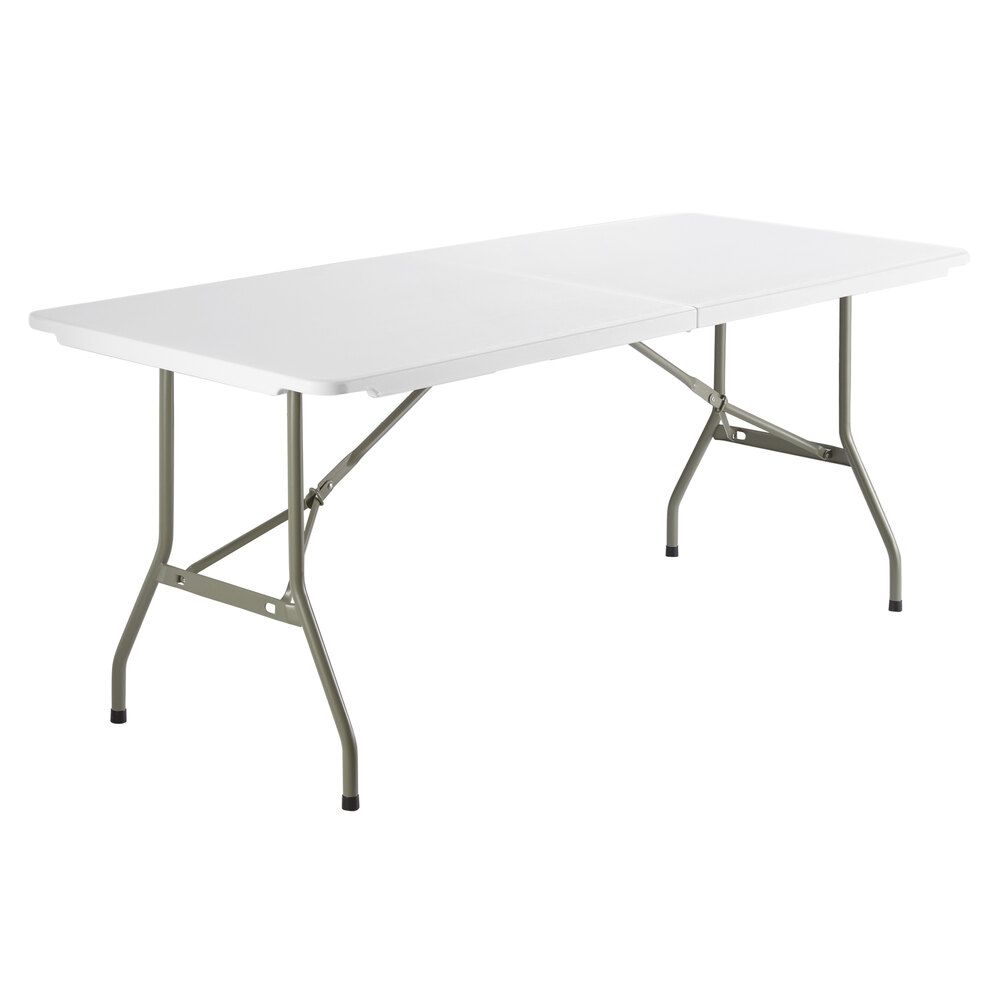 30''W x 72''L Height Adjustable Granite White Plastic Folding Table 