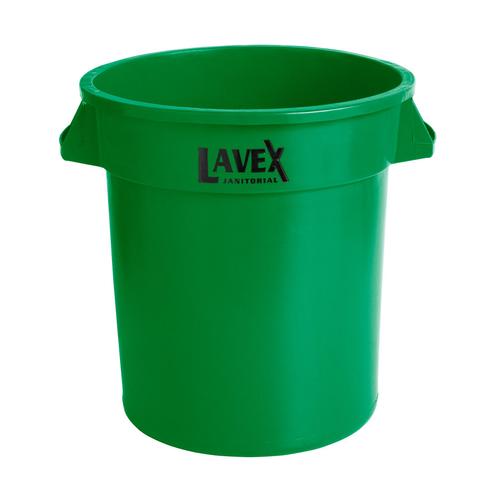 Lavex 10 Gallon Green Round Commercial Trash Can / Ingredient Bin
