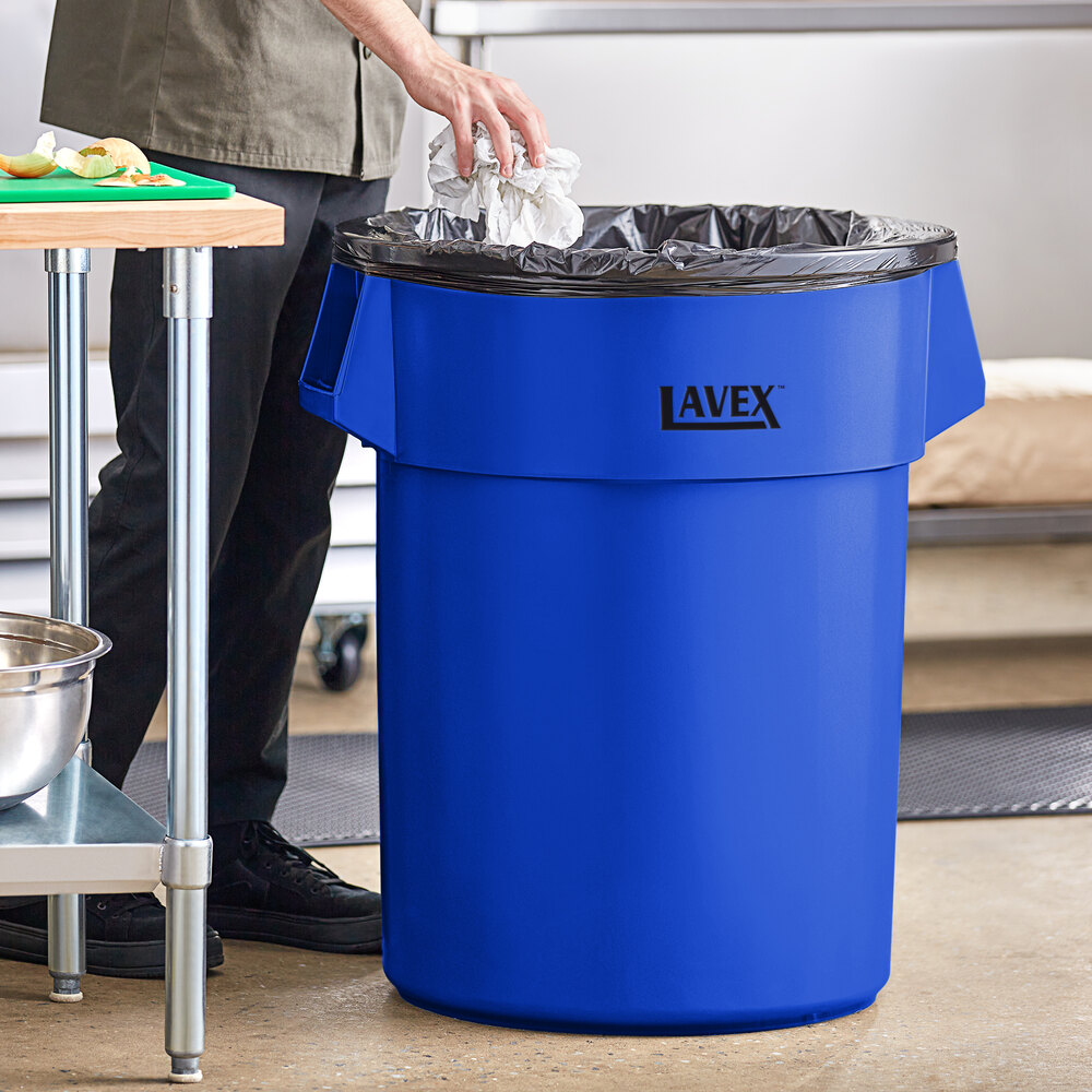 55 Gallon Blue Round Commercial Trash Can