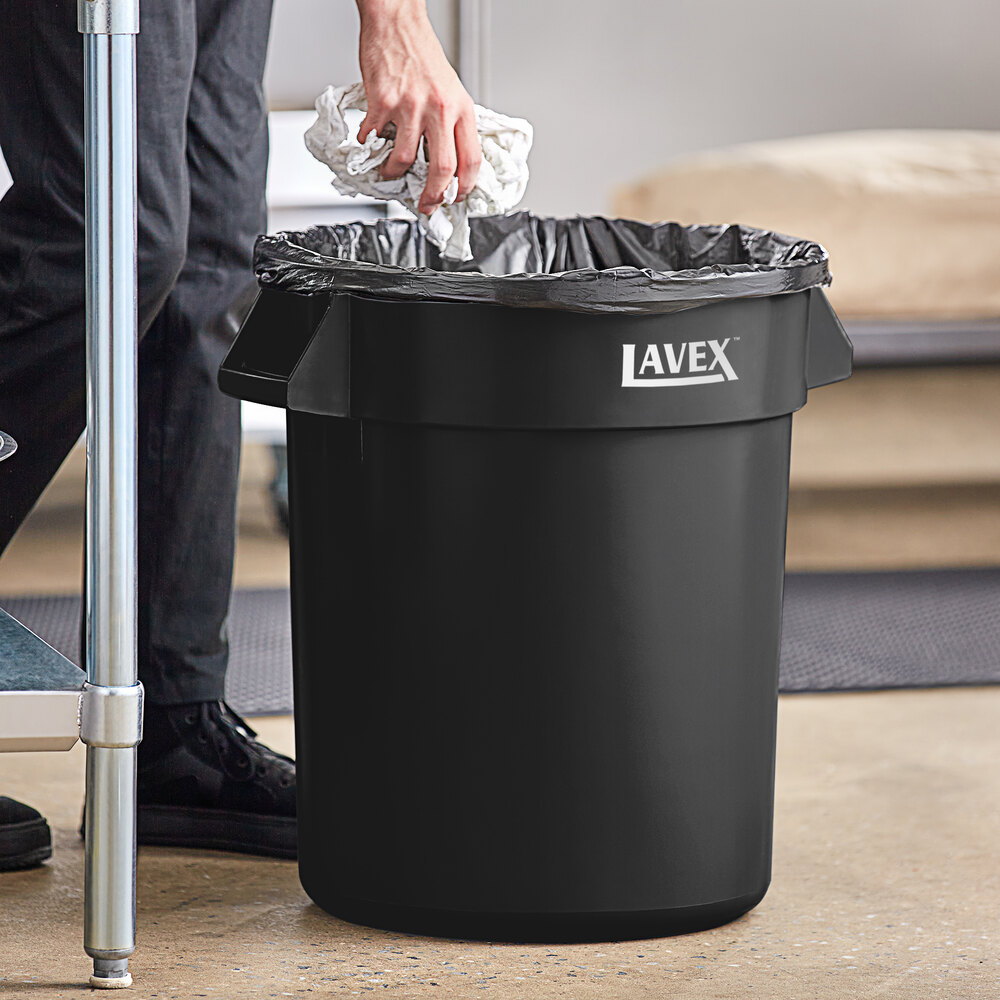 20 Gallon Black Round Commercial Trash Can / Ingredient Bin