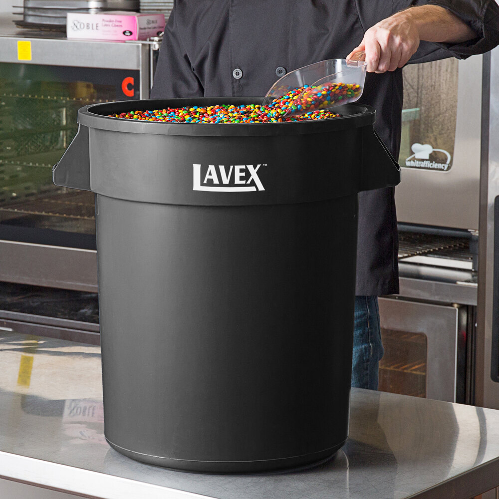 20 Gallon Black Round Commercial Trash Can / Ingredient Bin