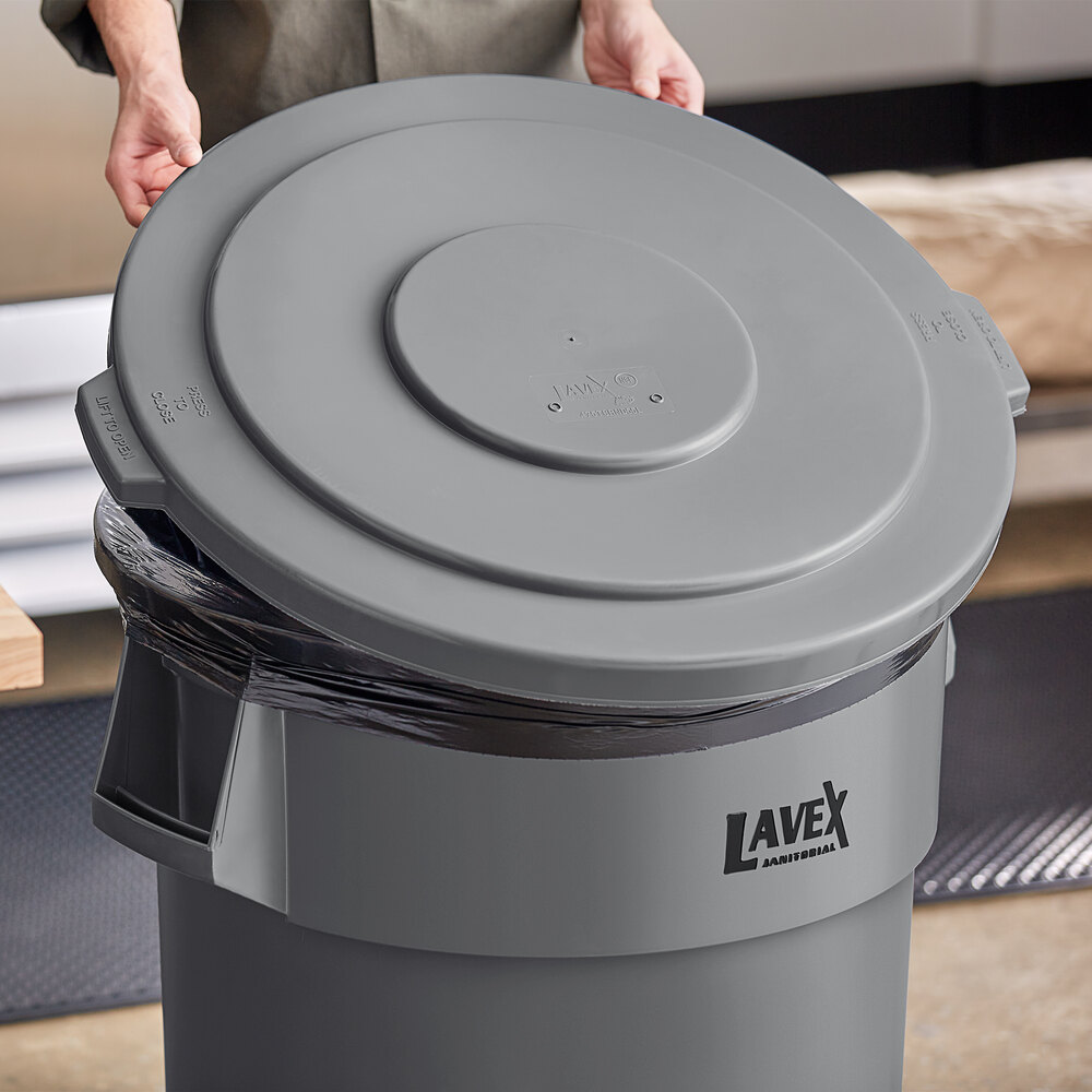 55 Gallon Gray Round Commercial Trash Can Lid