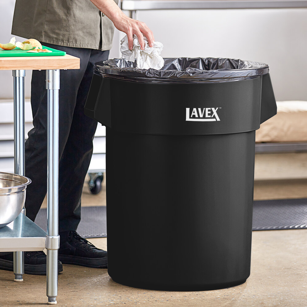 55 Gallon Black Round Commercial Trash Can