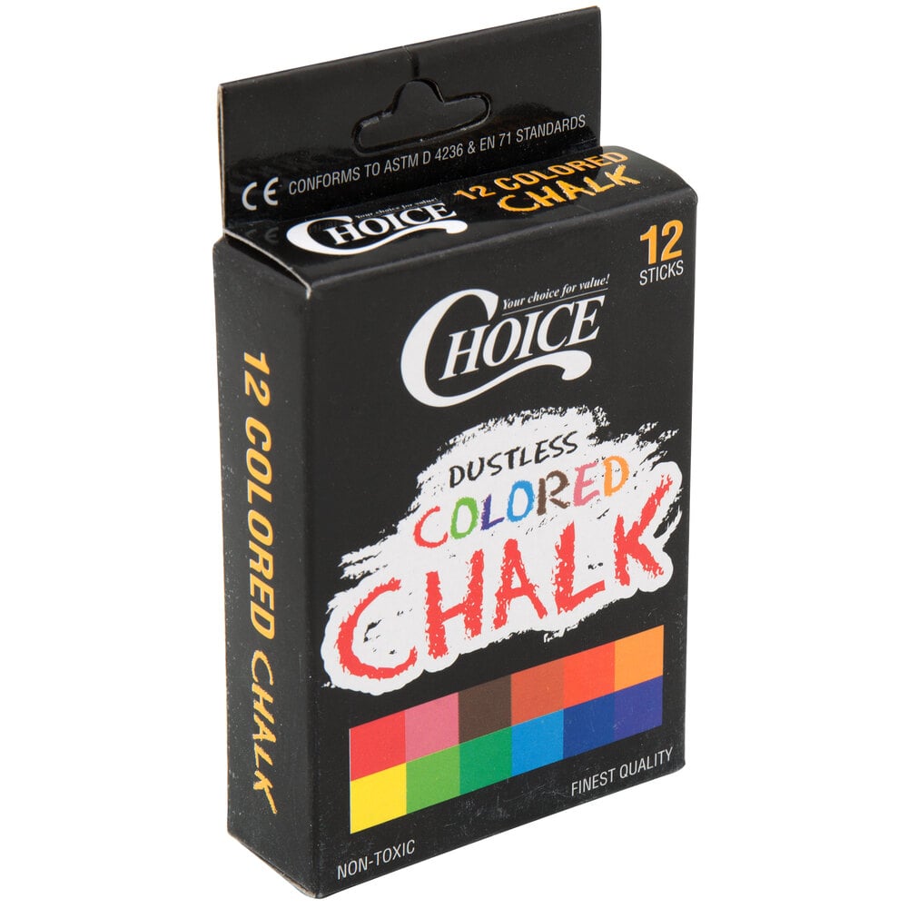 Kedudes Non-Toxic White Dustless Chalk (12 ct Box) and Colored Dustless Chalk (12 ct Box) Bundle + Premium Chalkboard Eraser