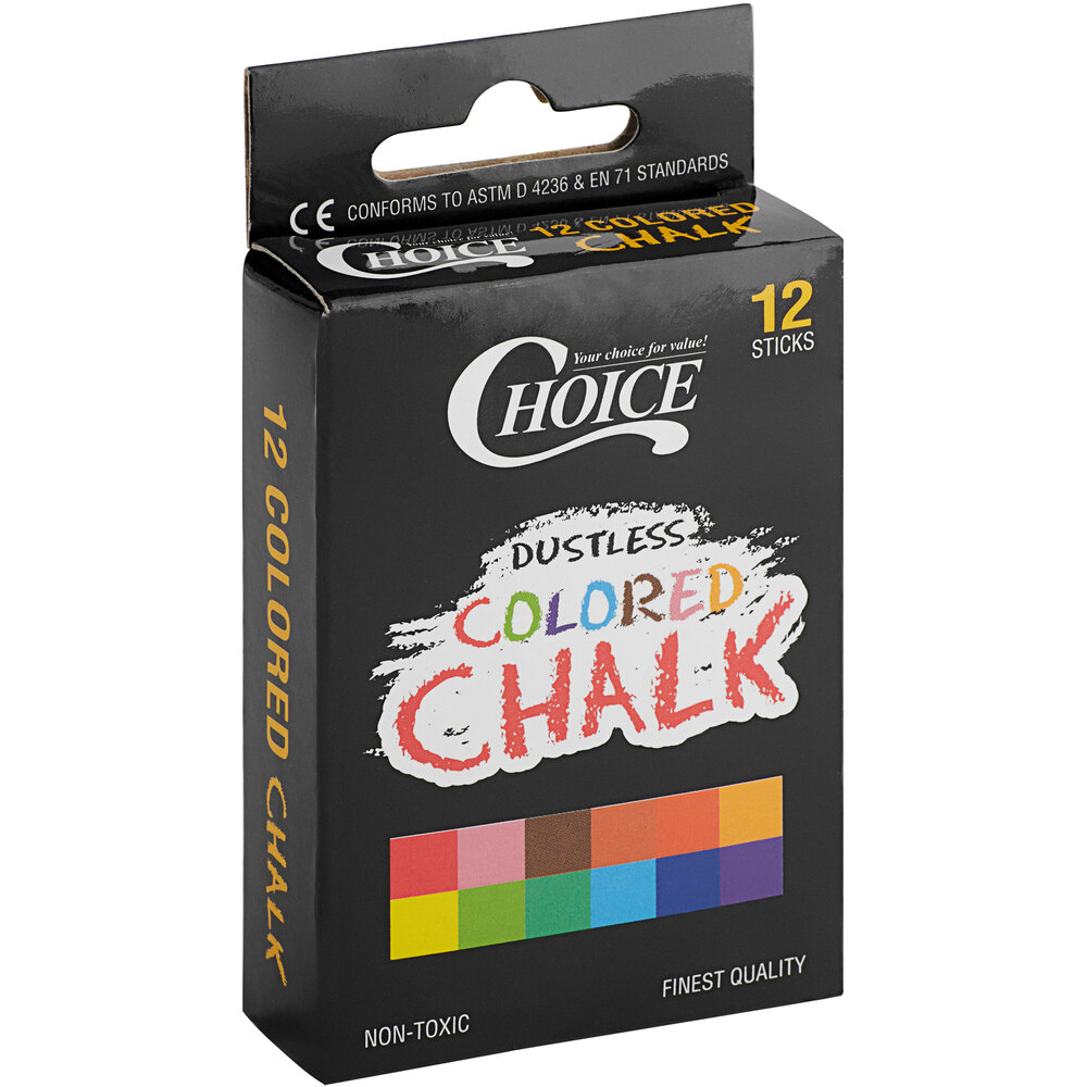 12Pcs Box New White & Colored Dustless Chalk NON-Toxic Chalkboard Eraser Pro ^ 