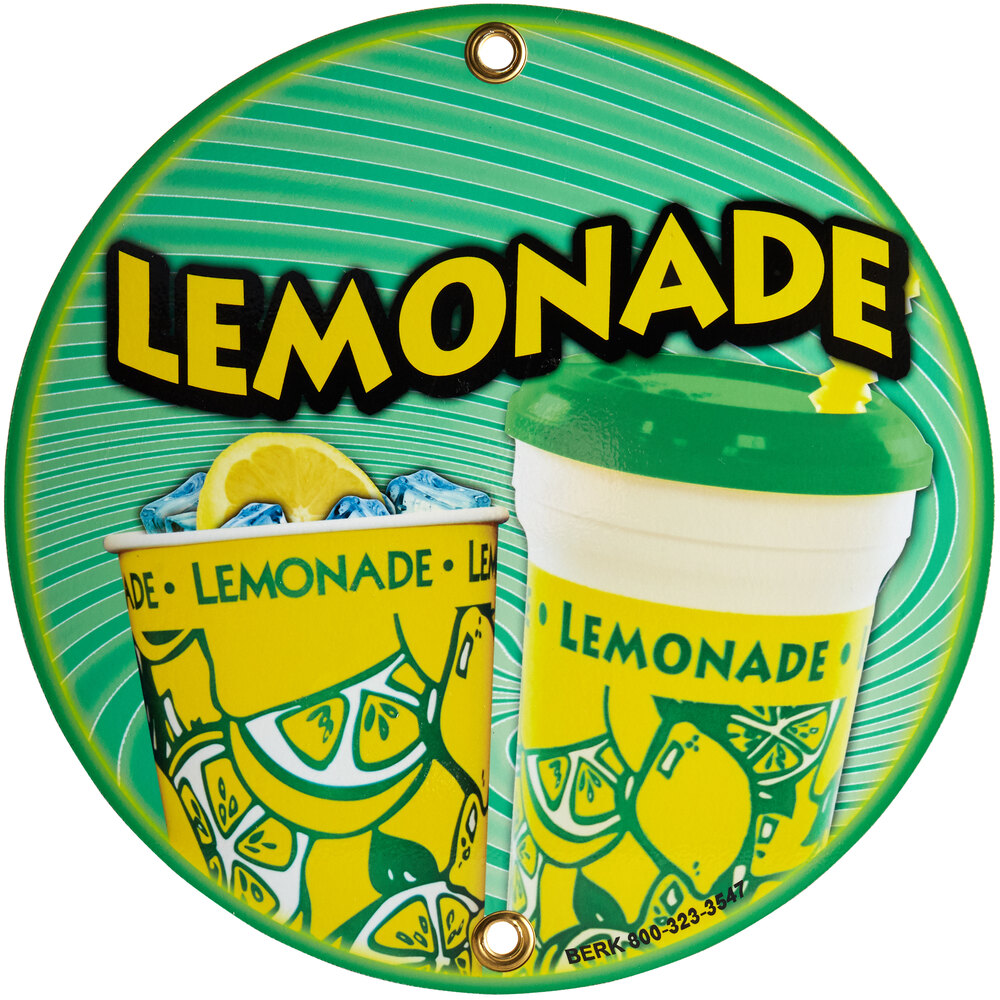 12" Round Concession Stand Sign with Fresh Squeezed Lemonade Design 2