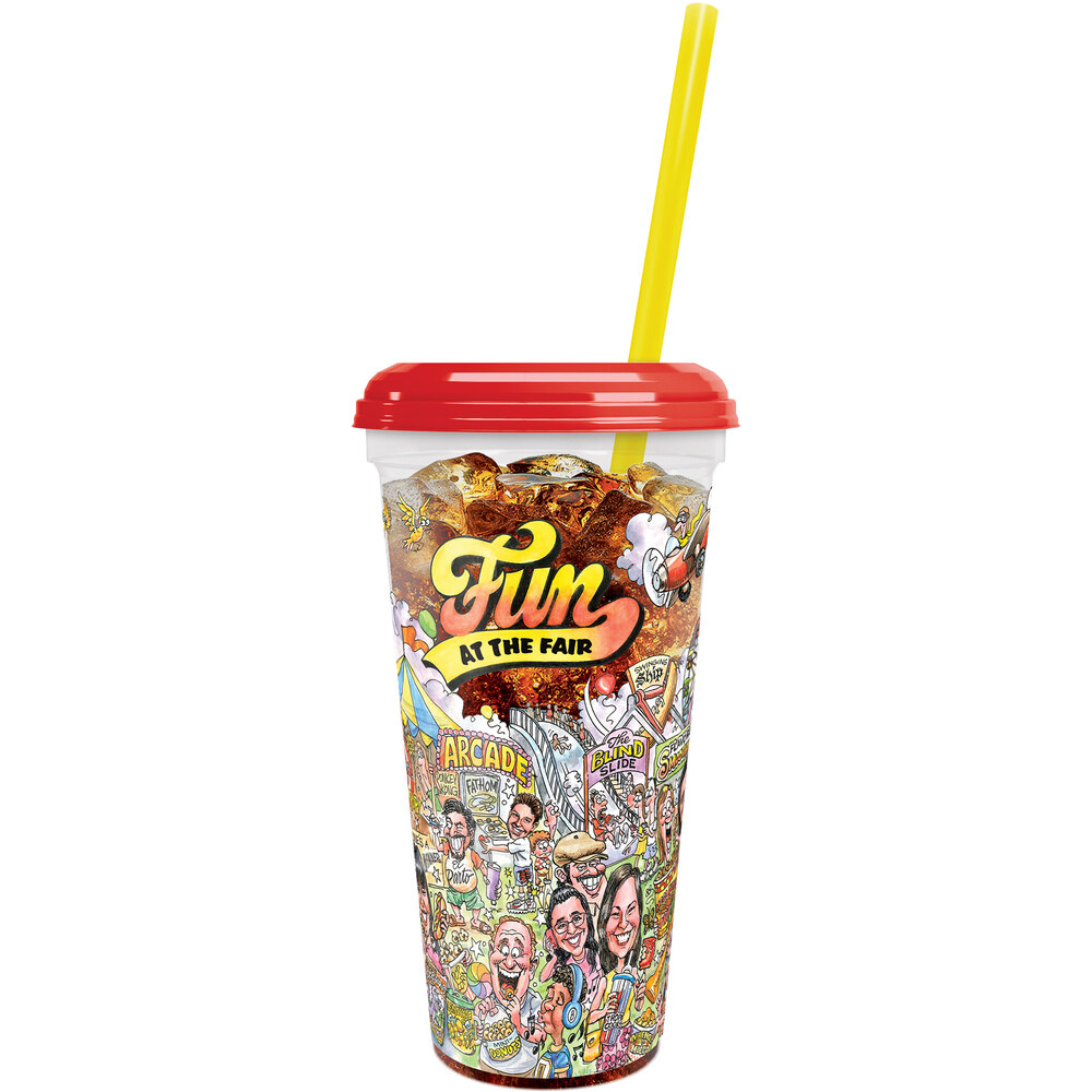 32 oz. Tall Plastic Clear "Fun at the Fair" Design Souvenir Cup with