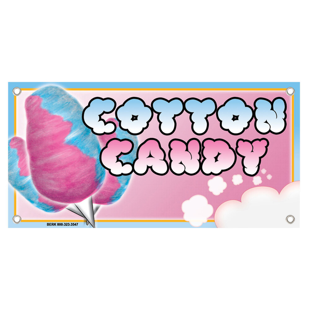 12" x 24" Rectangular Concession Stand Sign with Cotton Candy Design