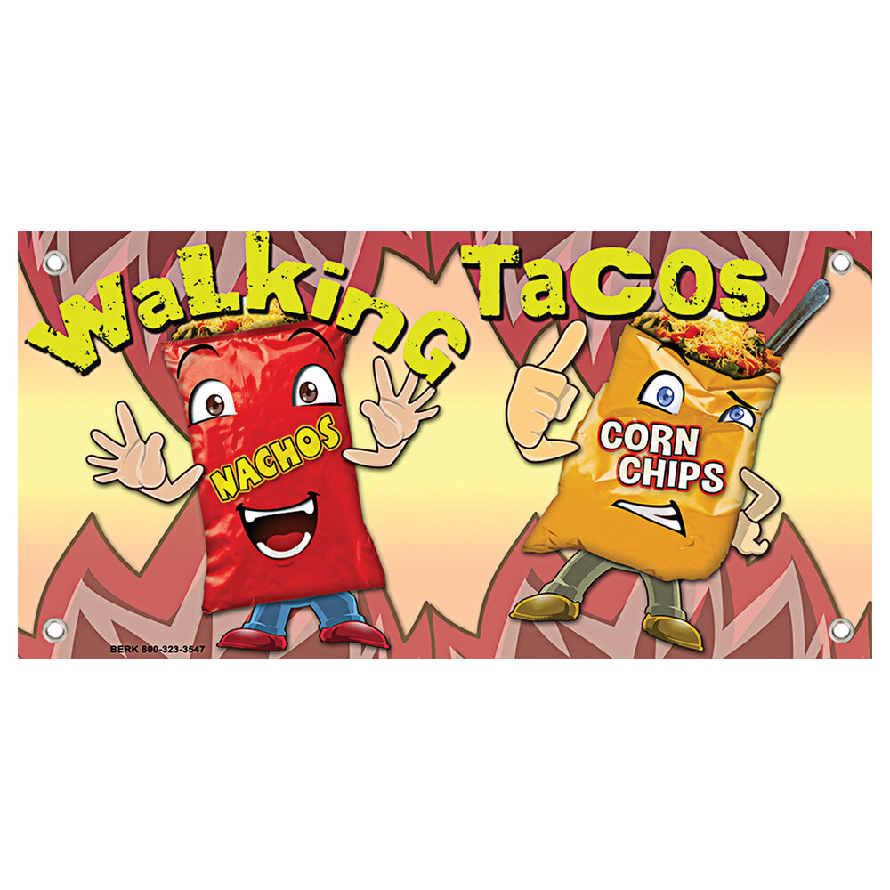 12" x 24" Rectangular Concession Stand Sign with Walking Taco Design