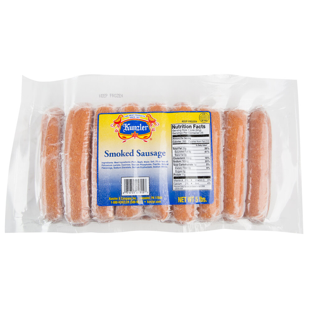 Kunzler 5 lb. Pack Fully Cooked Smoked Sausage