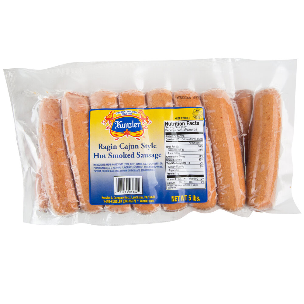 Kunzler Ragin' Cajun Hot Sausages (5 lb. Pack Fully Cooked)