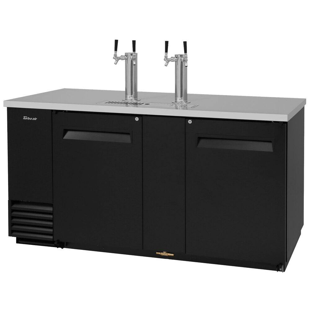 Turbo Air TBD3SBN Double Tap Beer Dispenser Black, (3) 1/2 Keg Capacity
