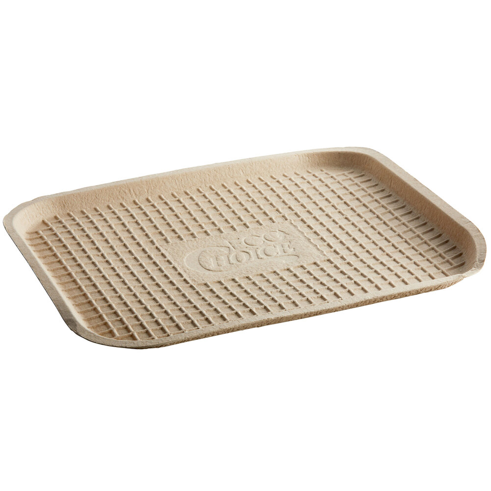 EcoChoice 14" x 18" Molded Fiber / Pulp Rectangle Tray 100/Case