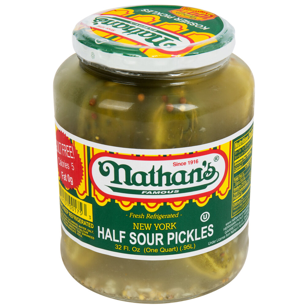Nathan's Famous 32 oz. New York Half Sour Pickles 12/Case