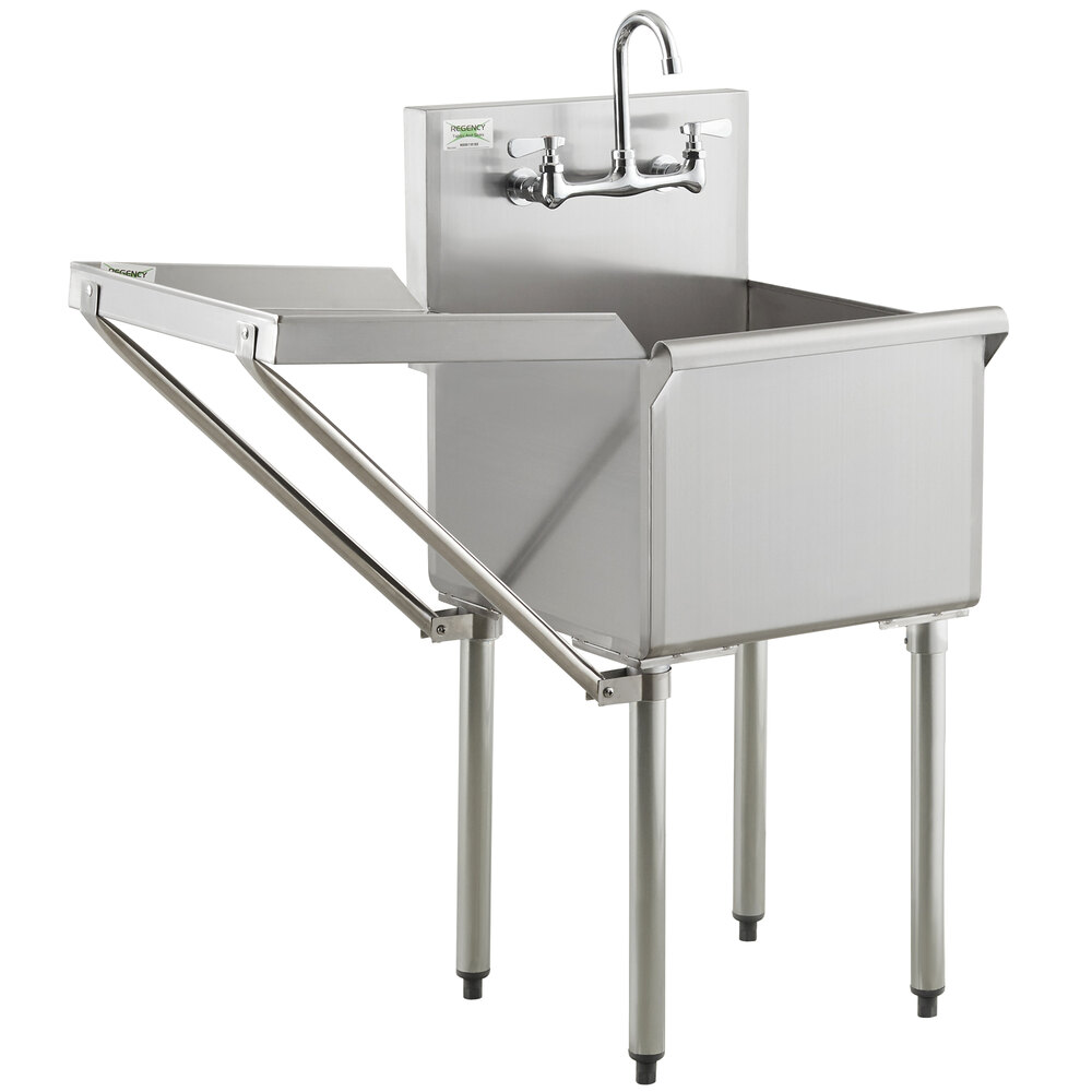Regency 18 inch 16-Gauge Stainless Steel One Compartment Commercial Utility Sink with Faucet and 18 inch Drainboard - 18 inch x 18 inch x 14 inch Bowl