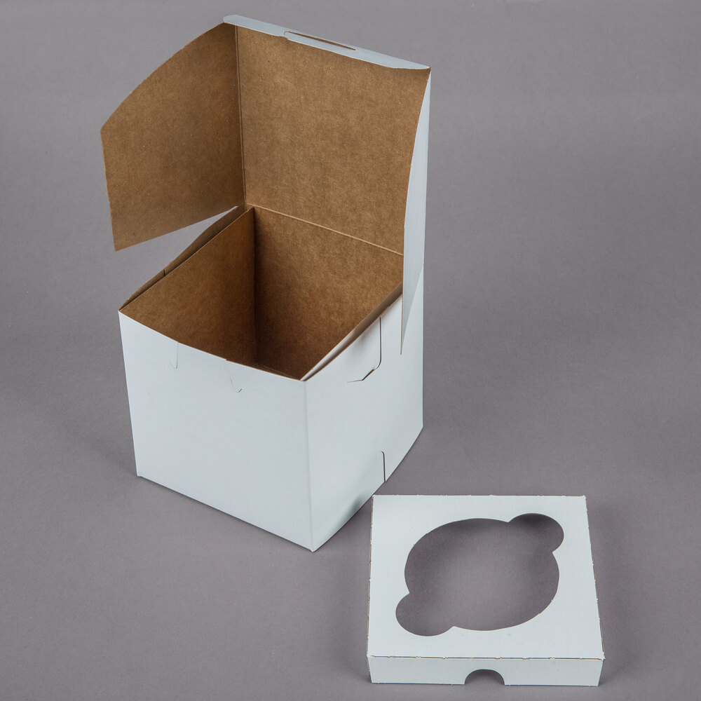 Baker's Lane 4 1/2" x 4 1/2" x 4 1/2" White Jumbo Cupcake / Muffin Box