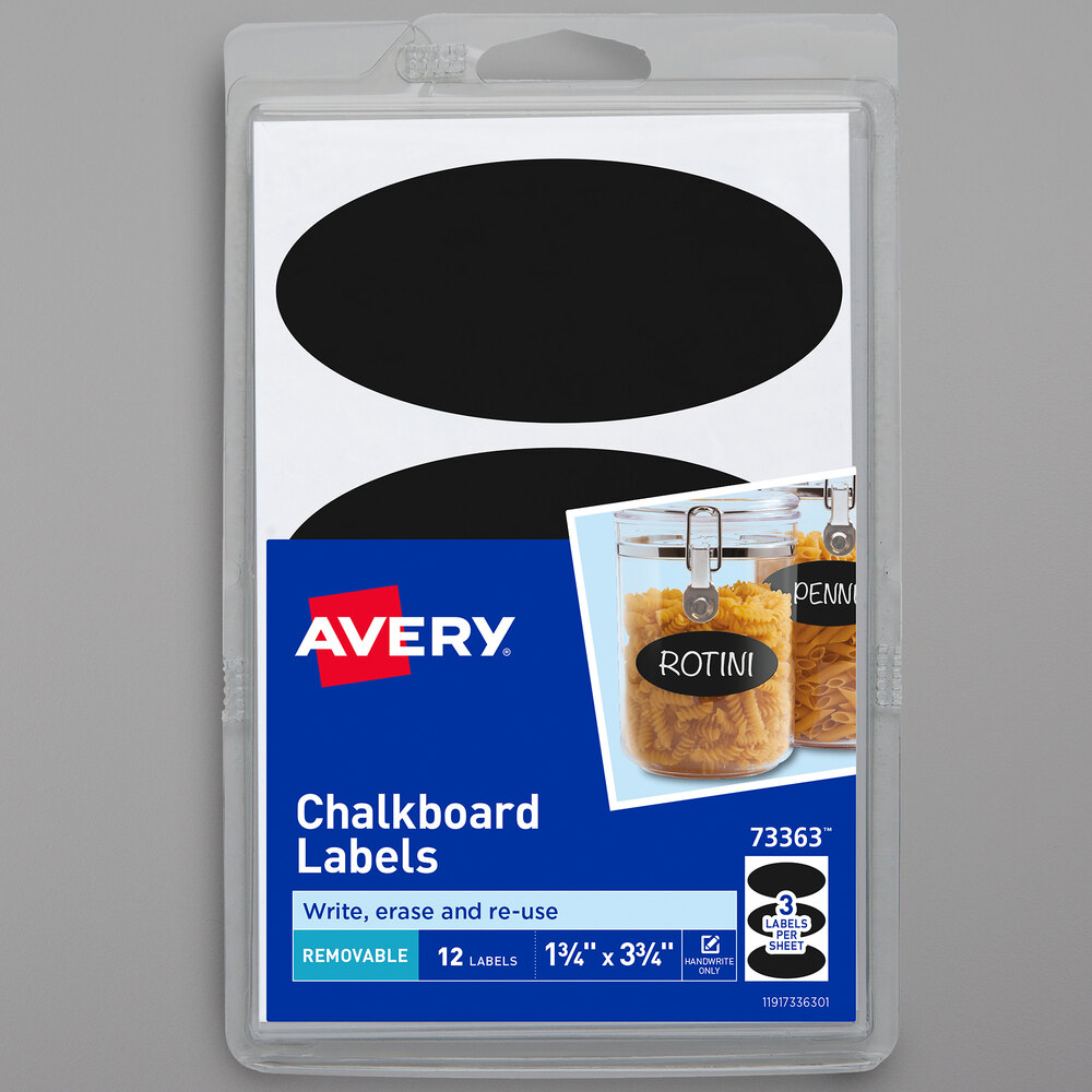 Avery® 73363 3 3/4" x 1 3/4" Black Oval Removable WriteOn Chalkboard