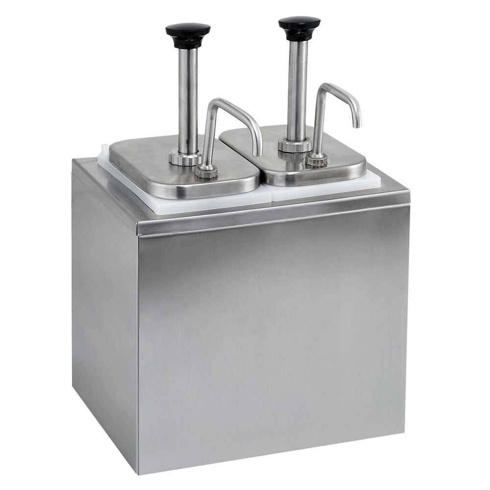 Stainless Steel Condiment Dispenser Sauce Pump Dispenser Takeaway 3 Pumps 3x2L 