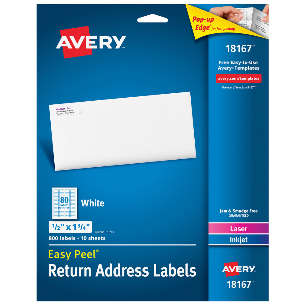 , - New 1/2 x 1 3/4 White Pack of 2000 Laser 5267 Easy Peel Return Address Labels Model: 05267