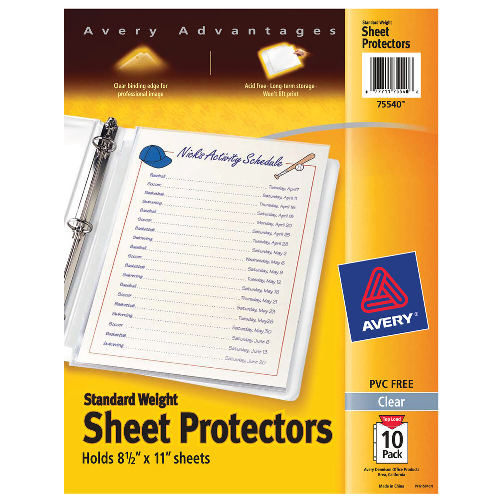 Avery Heavyweight Diamond Clear Sheet Protectors, 8.5" X 11", Acid-Free