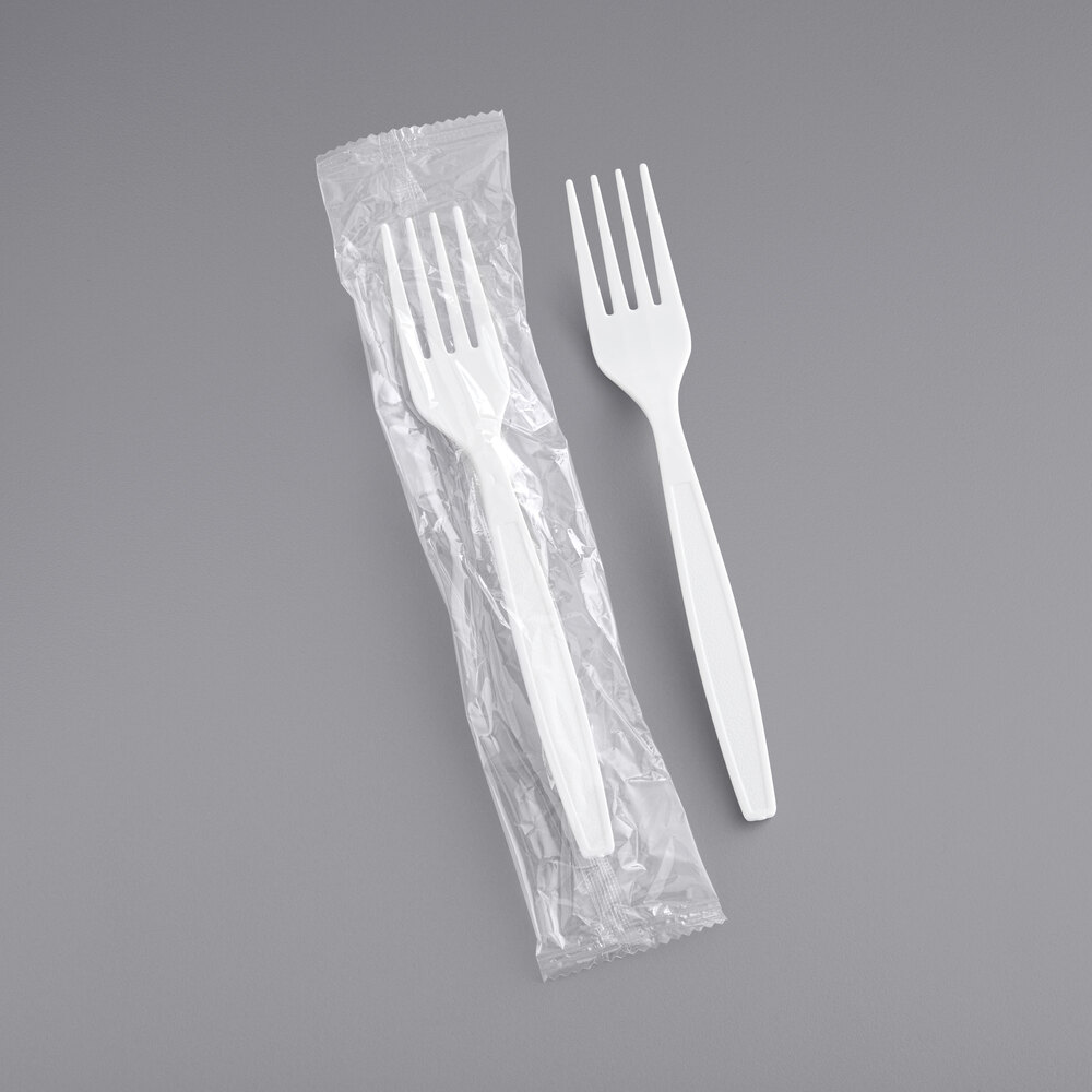 Visions Individually Wrapped White Heavy Weight Plastic Fork 1000/Case